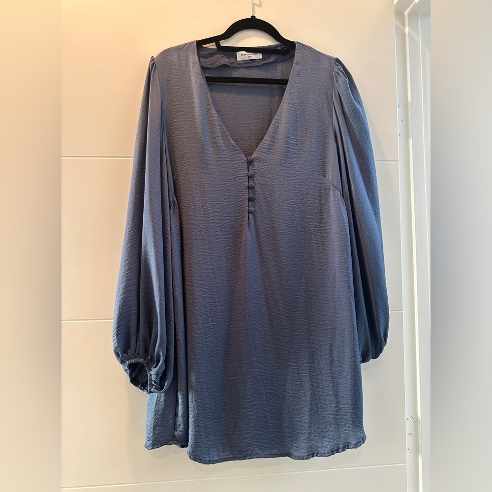 Sage & Paige Passion Fusion Blue Long Sleeve Loose Fit Mini Dress | Size M - Picture 9 of 12